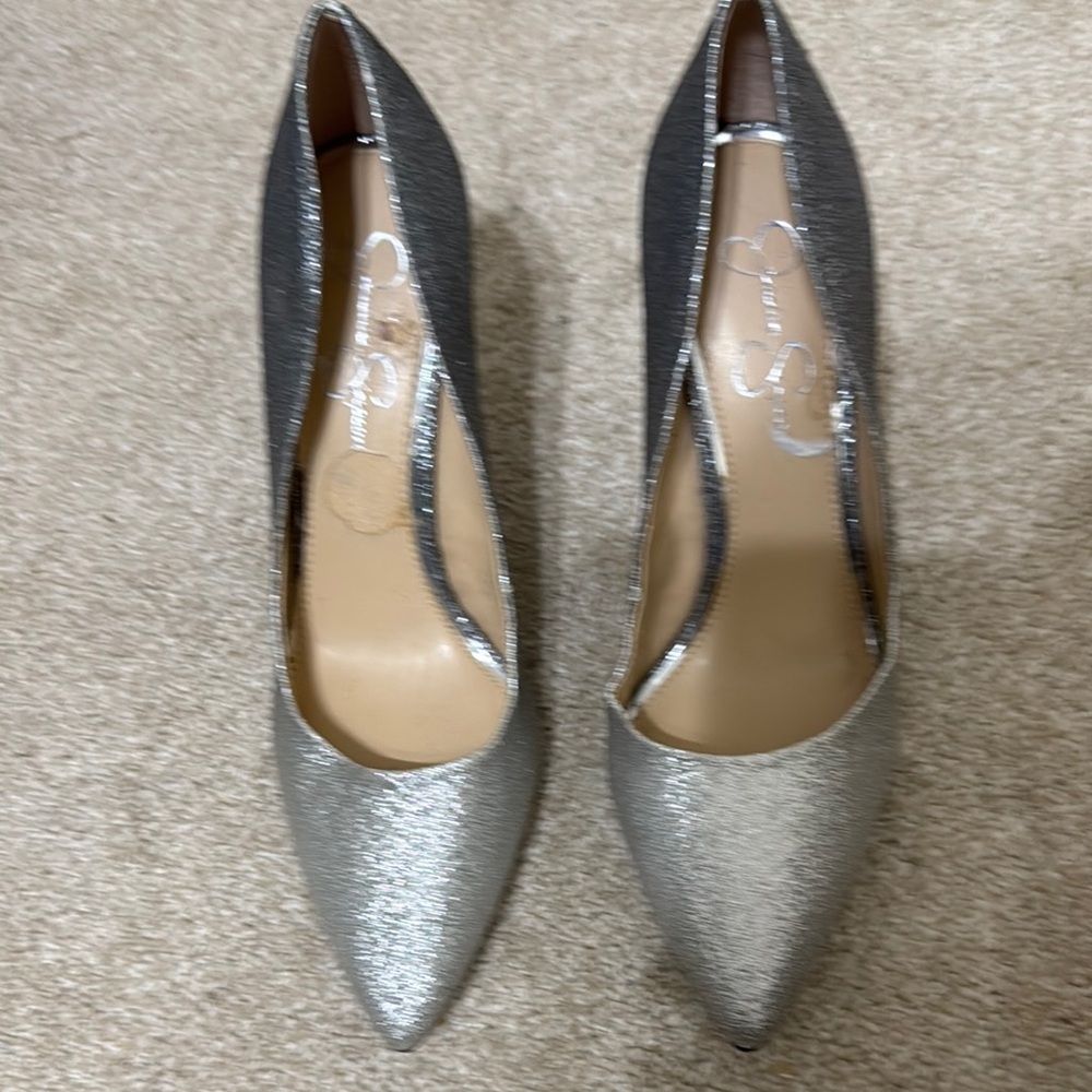 Jessica Simpson Silver Women's Pointed Toe Heels Size 9.5